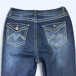 Y2K Denim Rhinestone Flare Jeans by Bamboo!